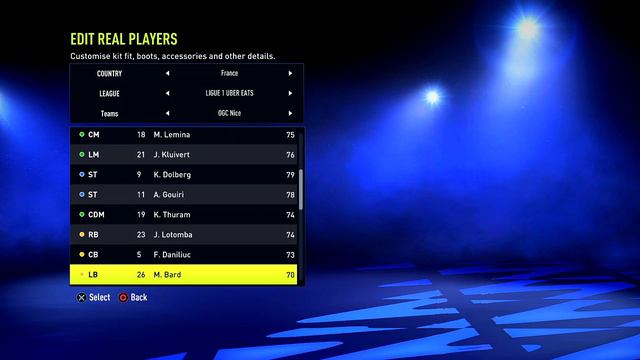 FIFA 22 OGC Nice Overall Player Ratings