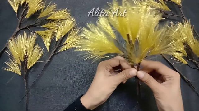 Easy to make Bonsai Flower From Metallic Ribbon (Bunga Bonsai dari Pita Metalik) ! DIY Room Decor смотреть онлайн