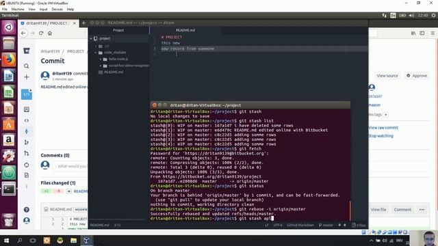 Git push pull rebase checkout status log with Bitbucket (Ubuntu & Windows 10, 8, 7) [English/HD+] смотреть онлайн