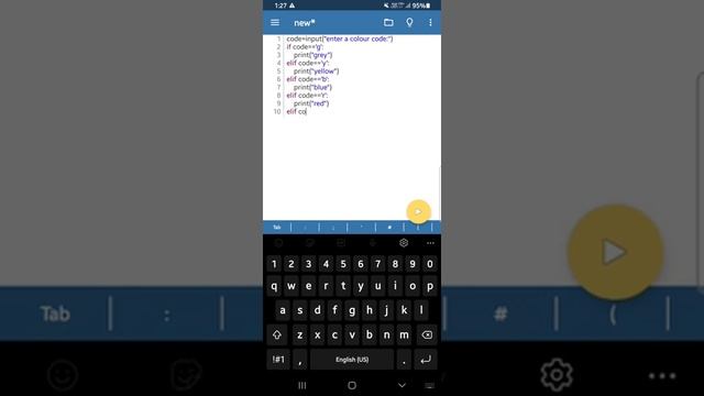 Python program to enter color code and display name of the color смотреть онлайн