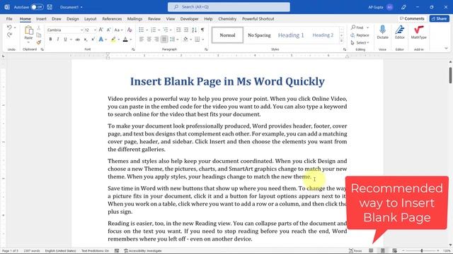 Insert blank page in Ms Word Quickly and Correctly [2022] смотреть онлайн