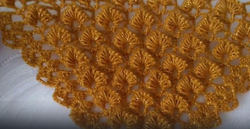 Узор для шали Листопад. Вязание крючком.