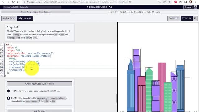 Learn CSS Variables By Building a City Skyline | Steps 101-118 | Freecodecamp.org смотреть онлайн