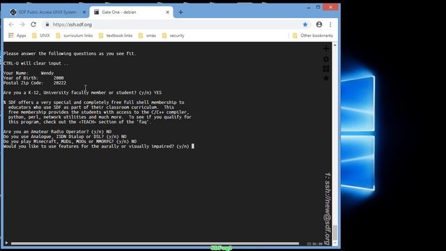 MKACCT with UNIX using SDF.org смотреть онлайн