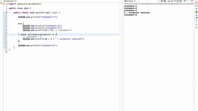 #7 Control flow in try catch block | Exception Handling in Java | #java смотреть онлайн