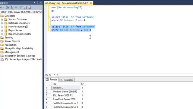 Оператор BETWEEN. Microsoft SQL Server 2012 Урок 3 смотреть онлайн