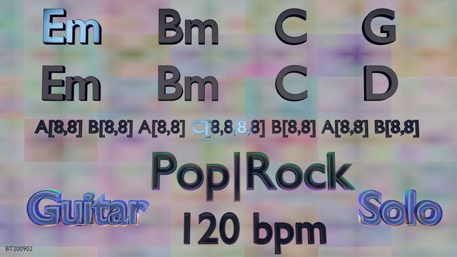 Guitar Solo in E minor - Em Bm C G Em Bm C D - Pop Rock - 120 bpm смотреть онлайн
