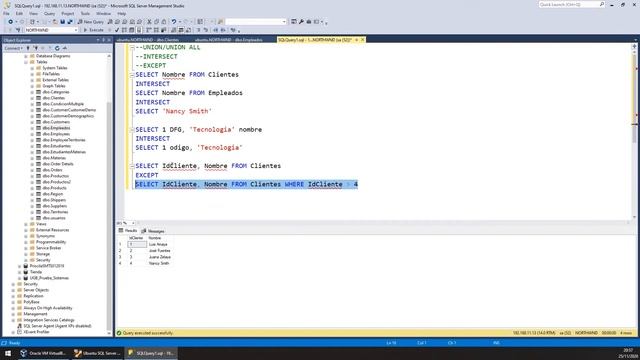50 - Devolver la Diferencia Entre Result Sets: EXCEPT [SQL SERVER] смотреть онлайн
