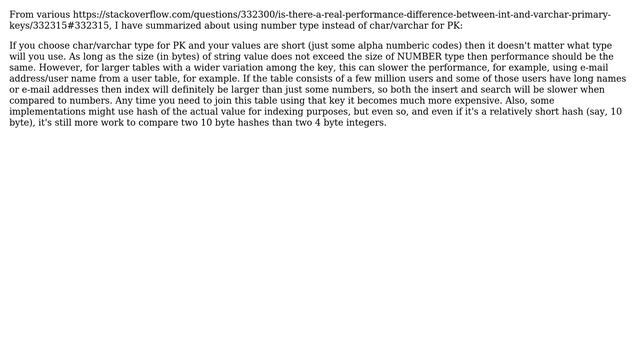 What are performance benefits when using number type instead of using char/varchar? смотреть онлайн