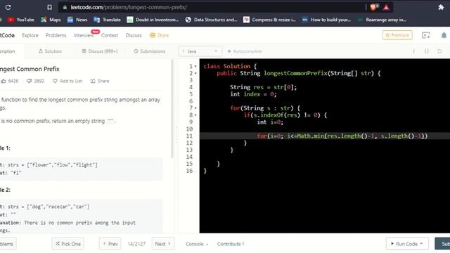 Problem 14. Longest Common Prefix Leetcode. смотреть онлайн