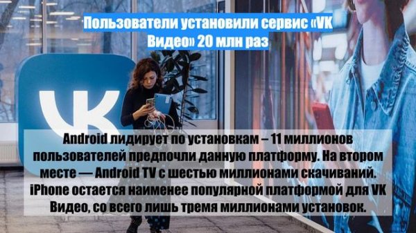 Пользователи установили сервис «VK Видео» 20 млн раз