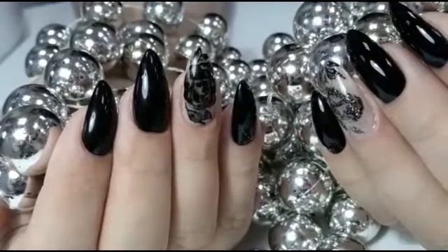 #ногти #черное#роза Дизайн ногтей