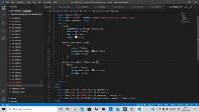 CSS Tutorial : Media Queries Best concept detail explained | web Development Tutorial #30 смотреть онлайн