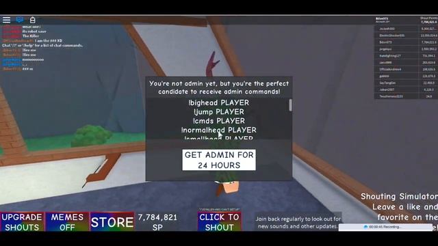 How to get Admin Commands in shouting simulator | Roblox | Please subscribe if you have not смотреть онлайн