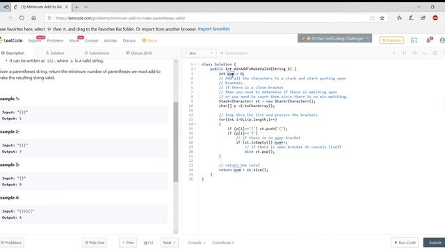 Minimum Add to Make Parentheses Valid смотреть онлайн