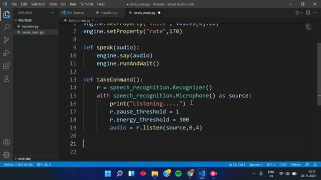Make Jarvis in Python in just 15 mins | WakeUp Command | Jarvis : The Series | Part 1 смотреть онлайн