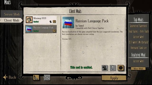 Как скачать и поставить русификатор и миникарту в Don't Starve Together(steam)