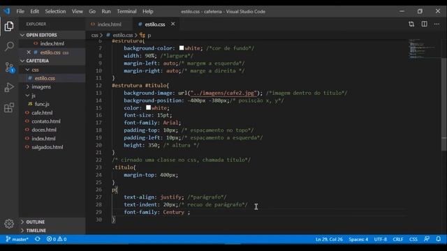Criando arquivo de Estilo Css para site da Cafateria - CSS 3 - Parte 1 смотреть онлайн