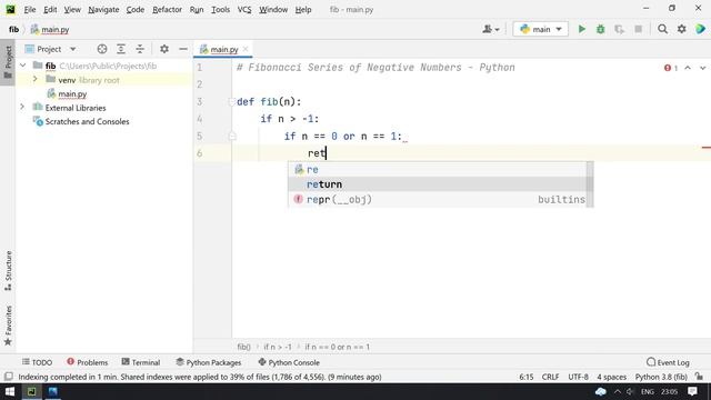 Python Program to Print Fibonacci Series of Negative Numbers смотреть онлайн