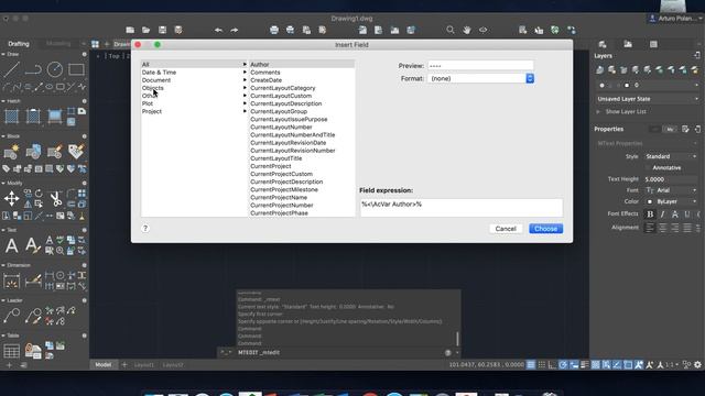 AutoCAD para Mac: Insertando campos de objetos del dibujo смотреть онлайн