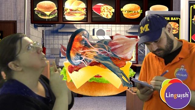 Linguish at home - Week J -USA - I would like a cheeseburger (please) Online English Lesson for Kid смотреть онлайн