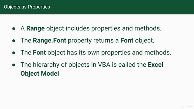 Excel VBA Programming - The Excel Object Model | 4 - Objects As Properties смотреть онлайн