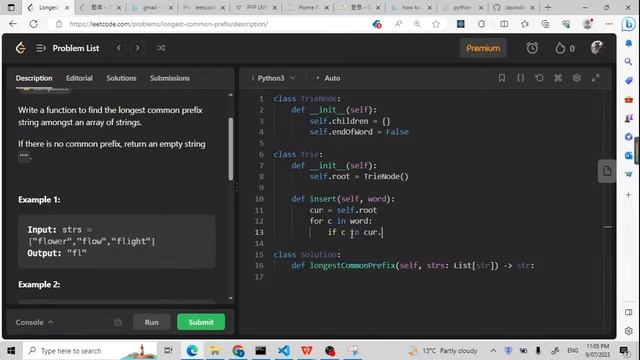 Leetcode 14. Longest Common Prefix (easy way and trie) смотреть онлайн