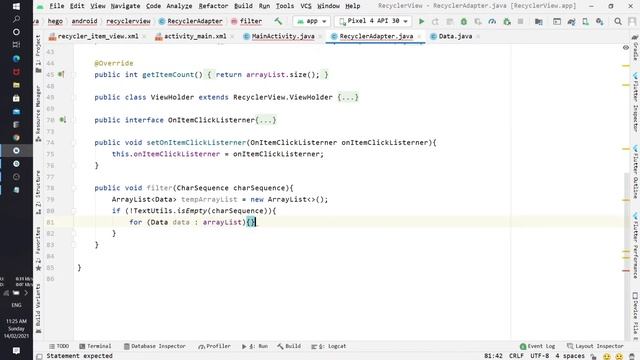 How to search in recycler view using Android studio смотреть онлайн