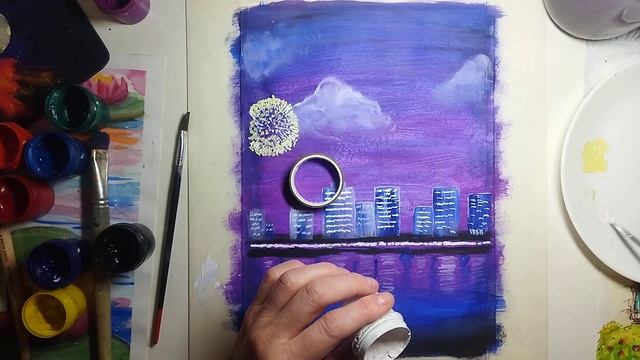 Рисуем салют гуашью. смотреть онлайн