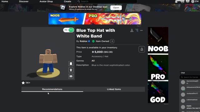 Buying Blue Top Hat with White Band On Roblox смотреть онлайн