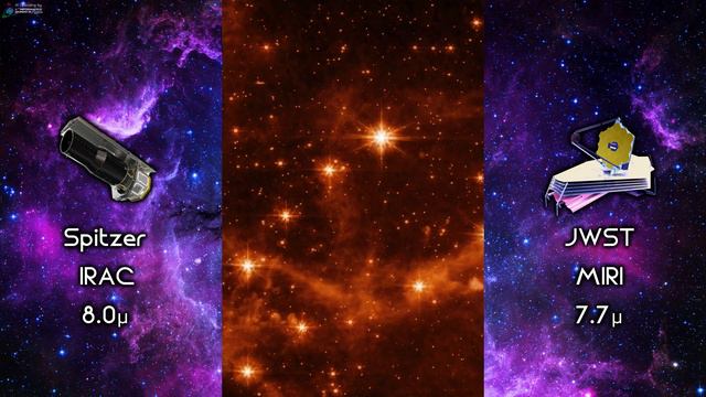 May 9, 2022: NASA shows the difference in resolution between Spitzer and JWST. 8K60fps video via AI смотреть онлайн