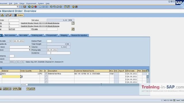 SAP Training - How to create a Sales order VA01 transaction.avi смотреть онлайн