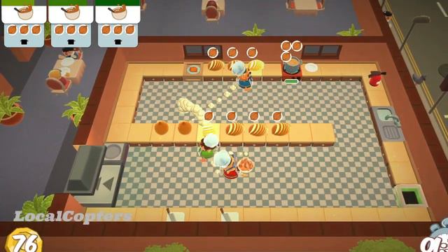 Overcooked | Level 1-1 | 3 Player Co-op | 3 Stars (NO COMMENTARY)