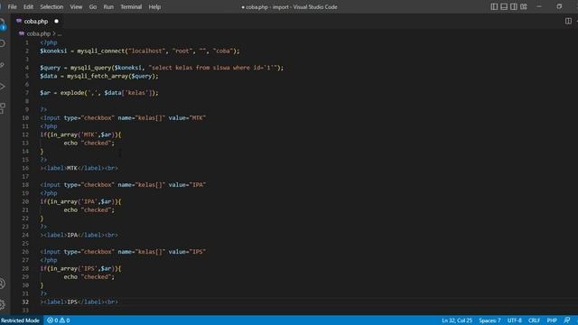 CARA SET MULTI VALUE DARI MYSQL KE CHECKBOX PHP смотреть онлайн