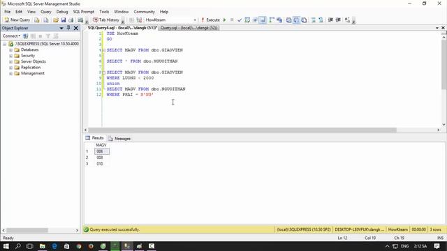 [Khóa học sử dụng SQL server] - Bài 14: Union| HowKteam смотреть онлайн