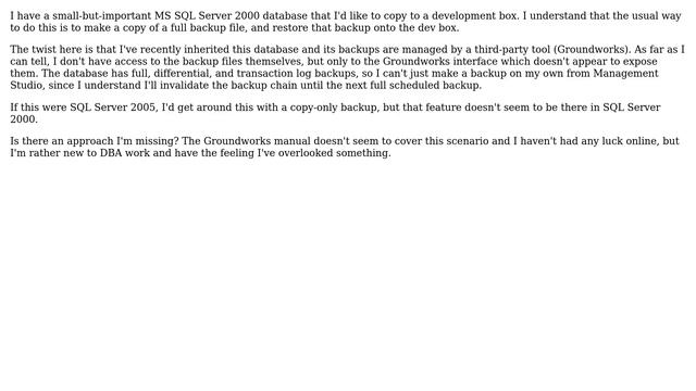 Databases: Copy a SQL Server 2000 database to another box without interrupting the backup chain смотреть онлайн
