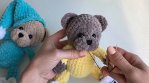 Мишка в пижамке крючком из плюшевой пряжи. Подробный мастер-класс. Часть 2