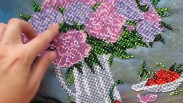 Вышитая схема бисером Букет пионов от Абрис Арт смотреть онлайн