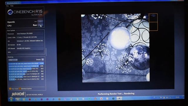 Intel Pentium B950 Cinebench R15 - BENCHMARK смотреть онлайн