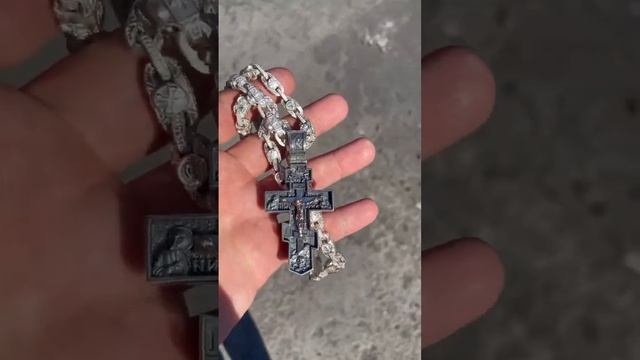 Цепь святые 100 гр и крест с золотым распятием, серебро 925/ золото 585 #handmade смотреть онлайн