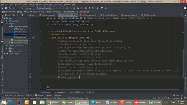 how to send data from fragment to activity using intent in android studio смотреть онлайн