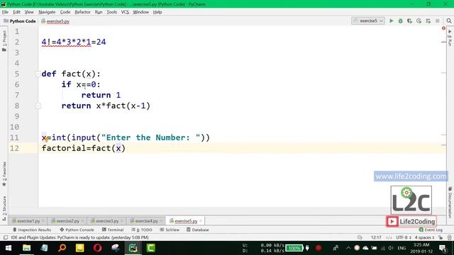 Learn Python by Exercises #5: Factorial of a Number смотреть онлайн