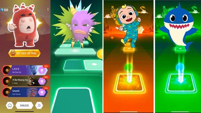 Oddbods, Babybus, Cocomelon & Baby Shark in Tiles Hop Game смотреть онлайн