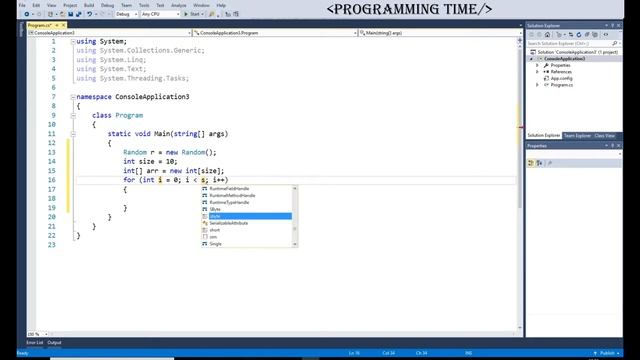 C# Populating an Array with Random Numbers / Заполнение массива случайными числами. смотреть онлайн