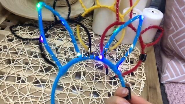 Ободок Заяц светящийся новогодний карнавальный на голову Чёрный