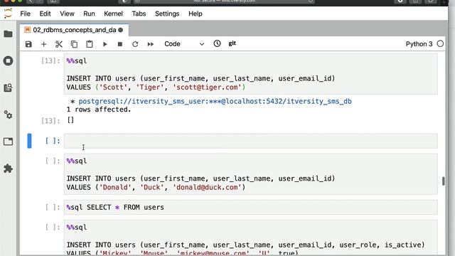 Database Essentials using Postgres - Inserting Data into Postgres Database Table смотреть онлайн