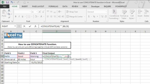 How to use CONCATENATE function in Excel смотреть онлайн