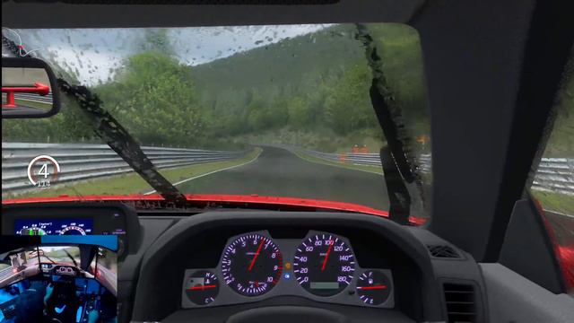 Nissan GT-R R34 Hell-Spec in rain Nurburgring Nordschleife Assetto Corsa смотреть онлайн
