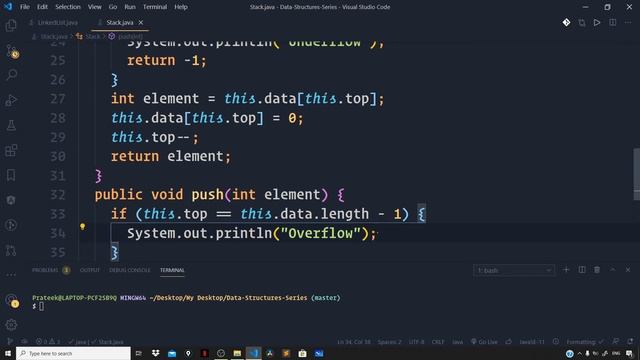 Implementing a Stack - Push, Pop and Peek Operations смотреть онлайн