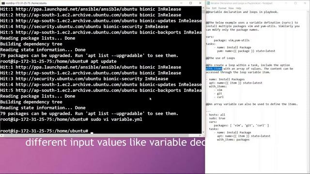 Variable declaration and loops in Ansible playbook | Ansible tutorial смотреть онлайн